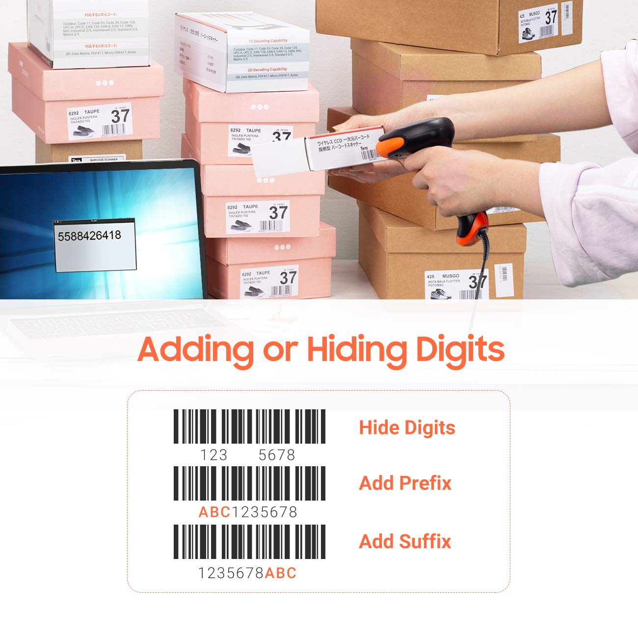 Tera Pro 2500C Barcode Scanner CCD USB Wired Handheld 1D Reader