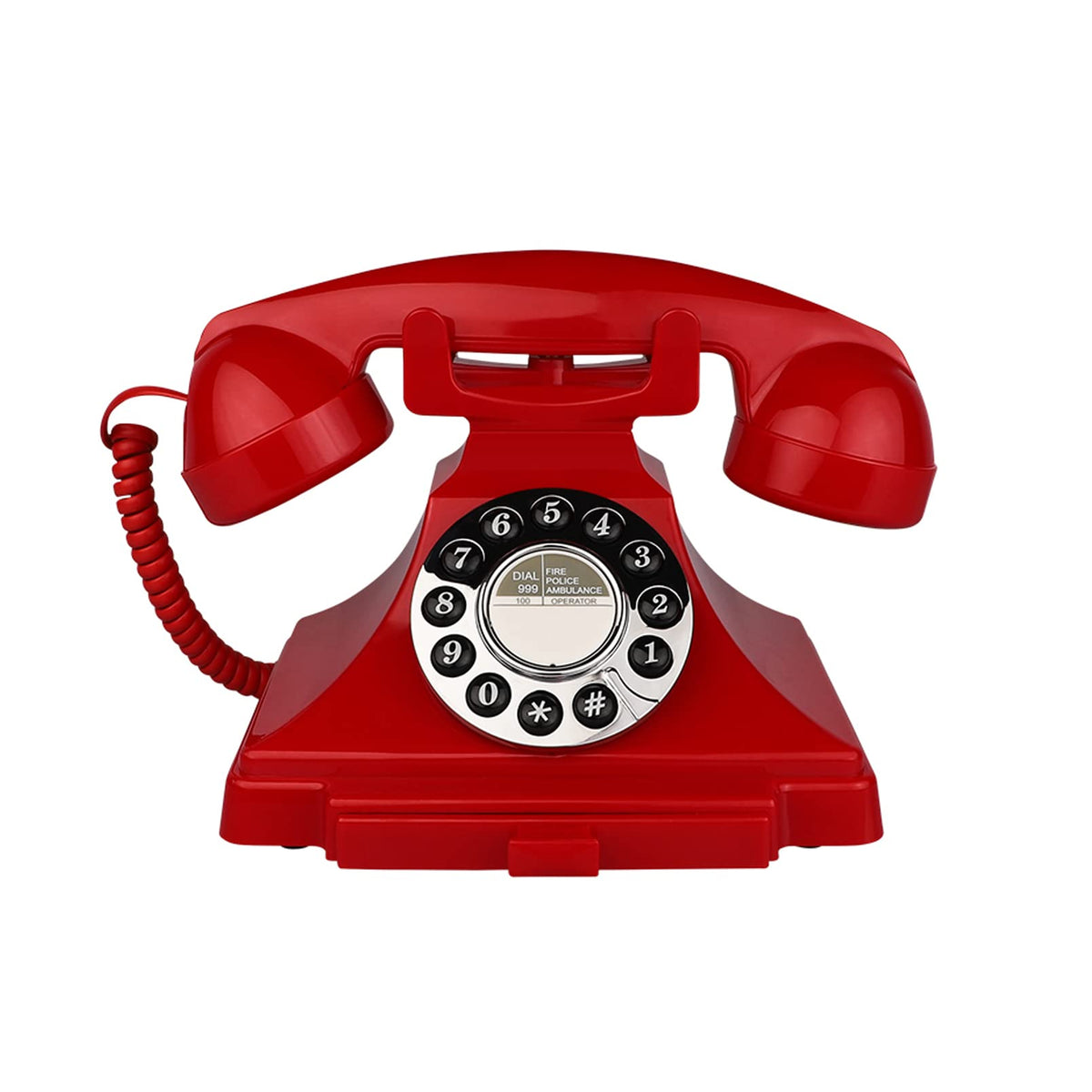 Artisam Retro Corded Telephone – Red Classic Landline Phone for Home & Office
