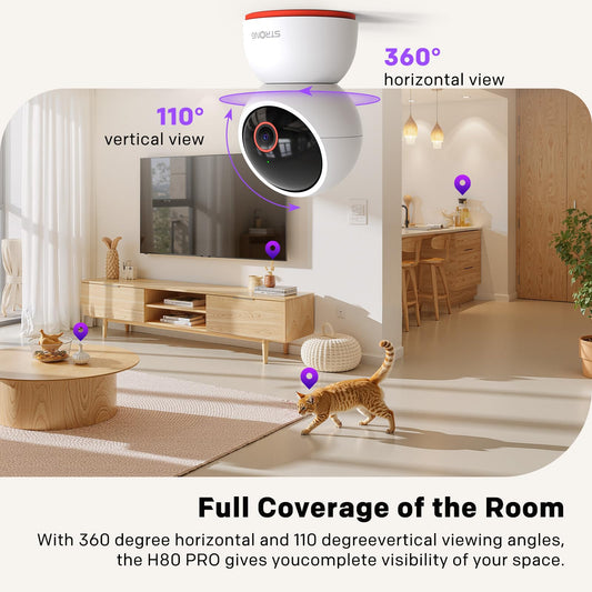 Strong 4K 8MP Indoor Security Camera 360° Pan/Tilt WiFi 5G Baby Monitor