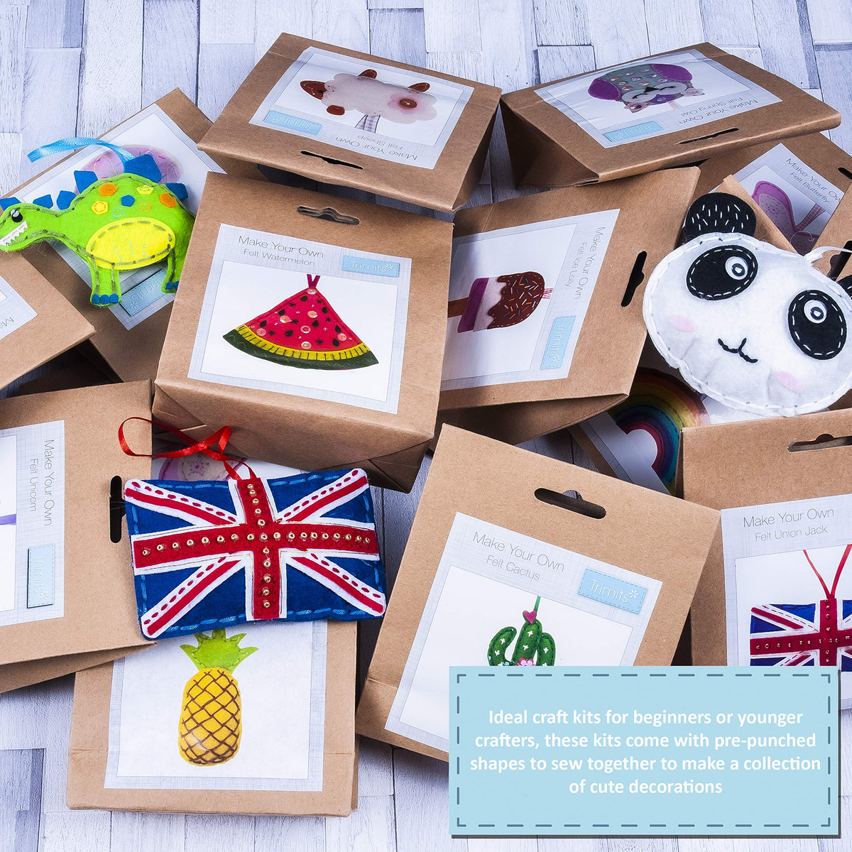 Trimits Felt Decoration Kit 6cm Rainbow Pre-Cut Shapes Craft