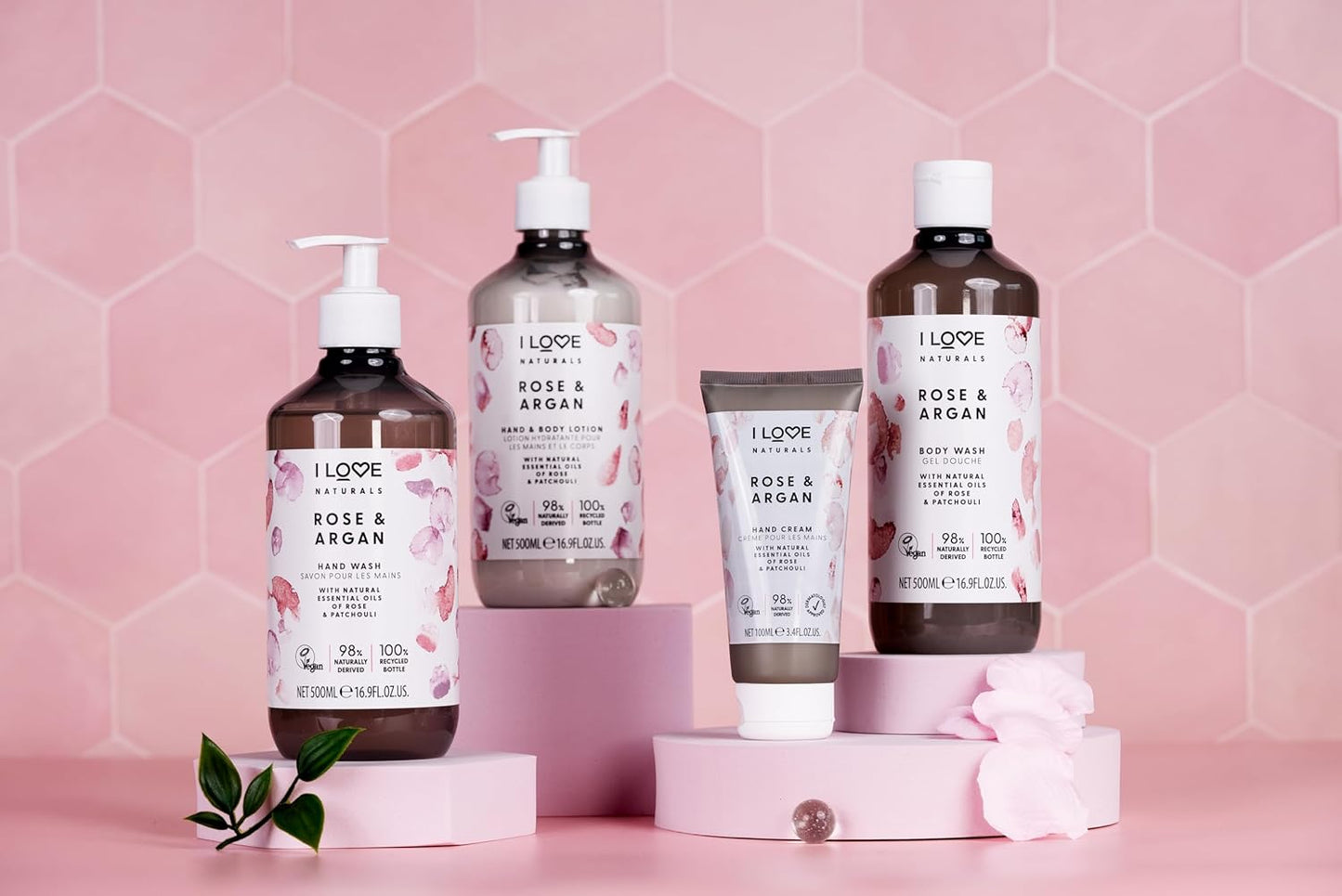 I LOVE Naturals Rose & Argan Hand Wash - Natural Essentials Oil Formula