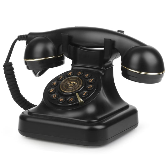 Retro Corded Landline Telephone - Vintage Desk Phone Black