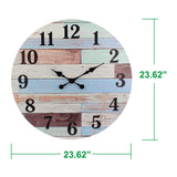 Rustic 23" Wall Clock in Wood Blue Vintage Coastal Style Design