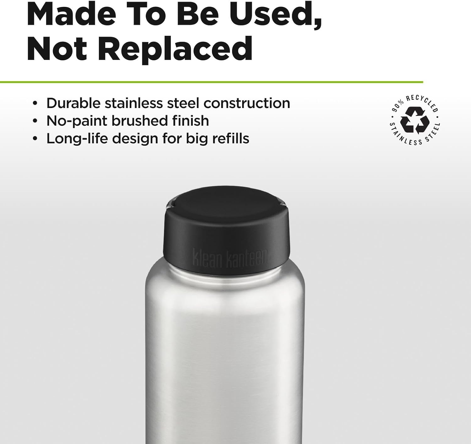 Klean Kanteen Classic 40oz Water Bottle Stainless Steel 18/8 Wide Mouth Loop