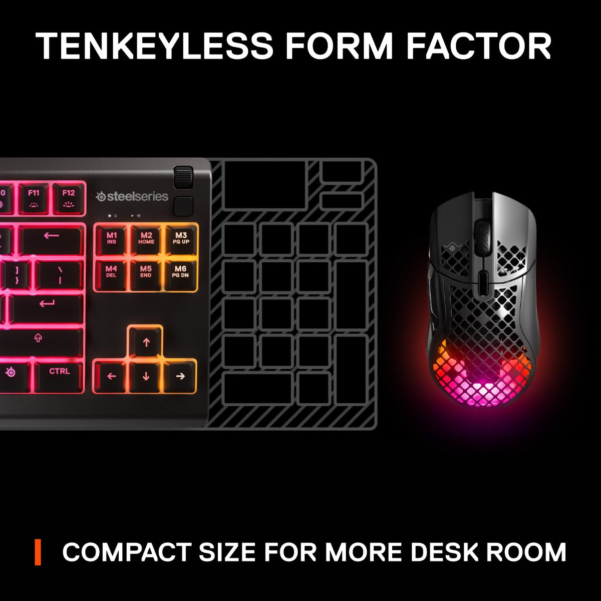 SteelSeries Apex 3 TKL RGB Gaming Keyboard – Tenkeyless Compact Form Factor - English QWERTY
