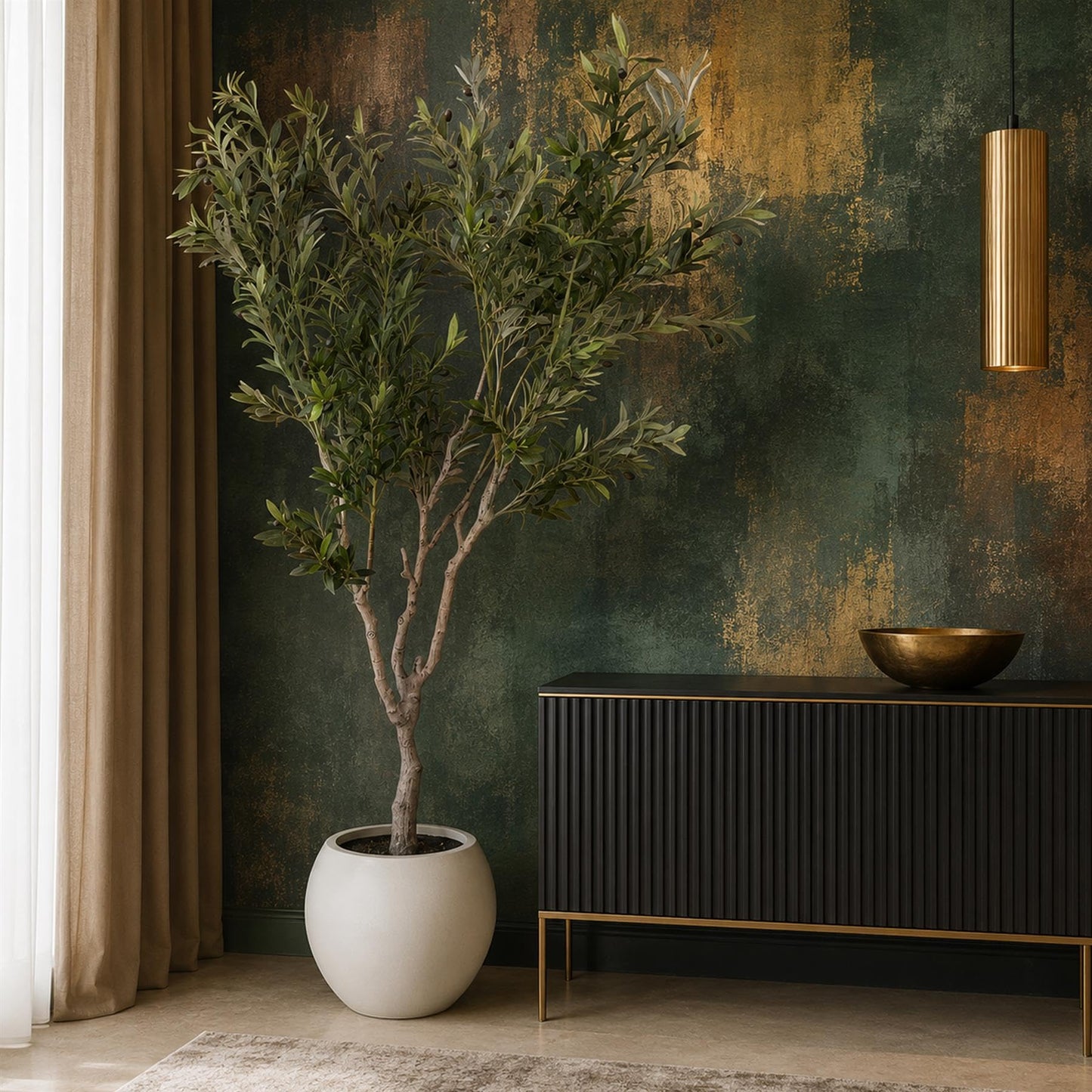 XL Artificial Olive Tree 200cm with Decorative Planter, Realistic Foliage Planter with White Pot
