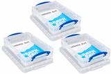 Really Useful Box 4 Litre Clear Plastic Storage Container 3x Pack with Clip Handles