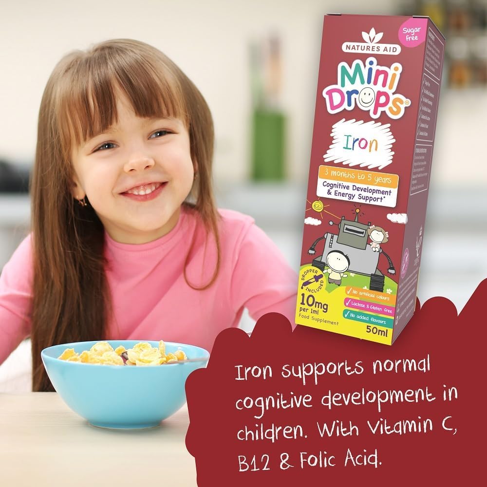 Natures Aid Mini Drops Iron Energy Supplement for Kids 50ml 6x Pack Bundle