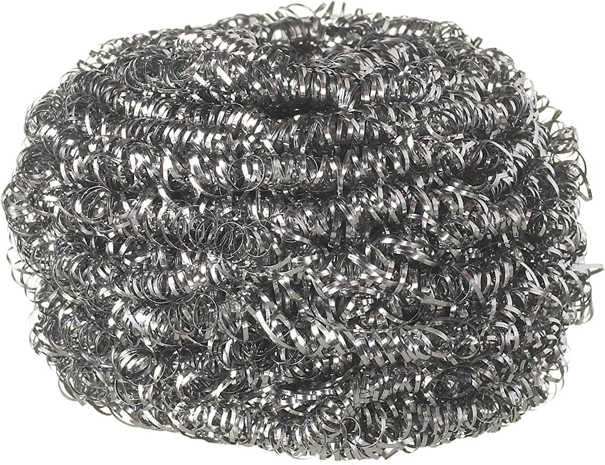 Spontex Tough Kitchen Scourers 48 Count | Stainless Steel Wire Wool
