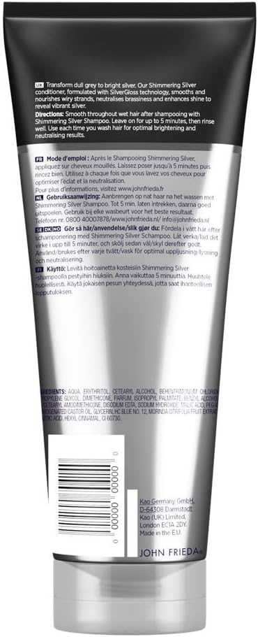 John Frieda Shimmering Silver Conditioner 250ml for Dull Grey / White Hair