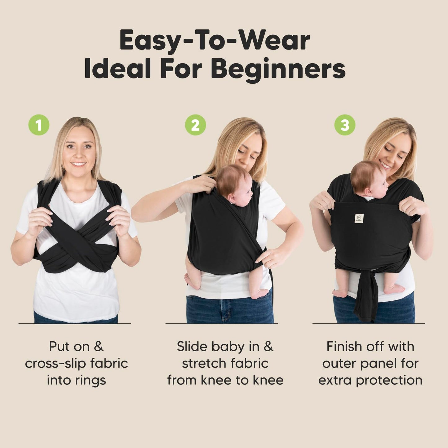 Black D-Lite Baby Wrap Carrier Sling - Newborn to Toddler