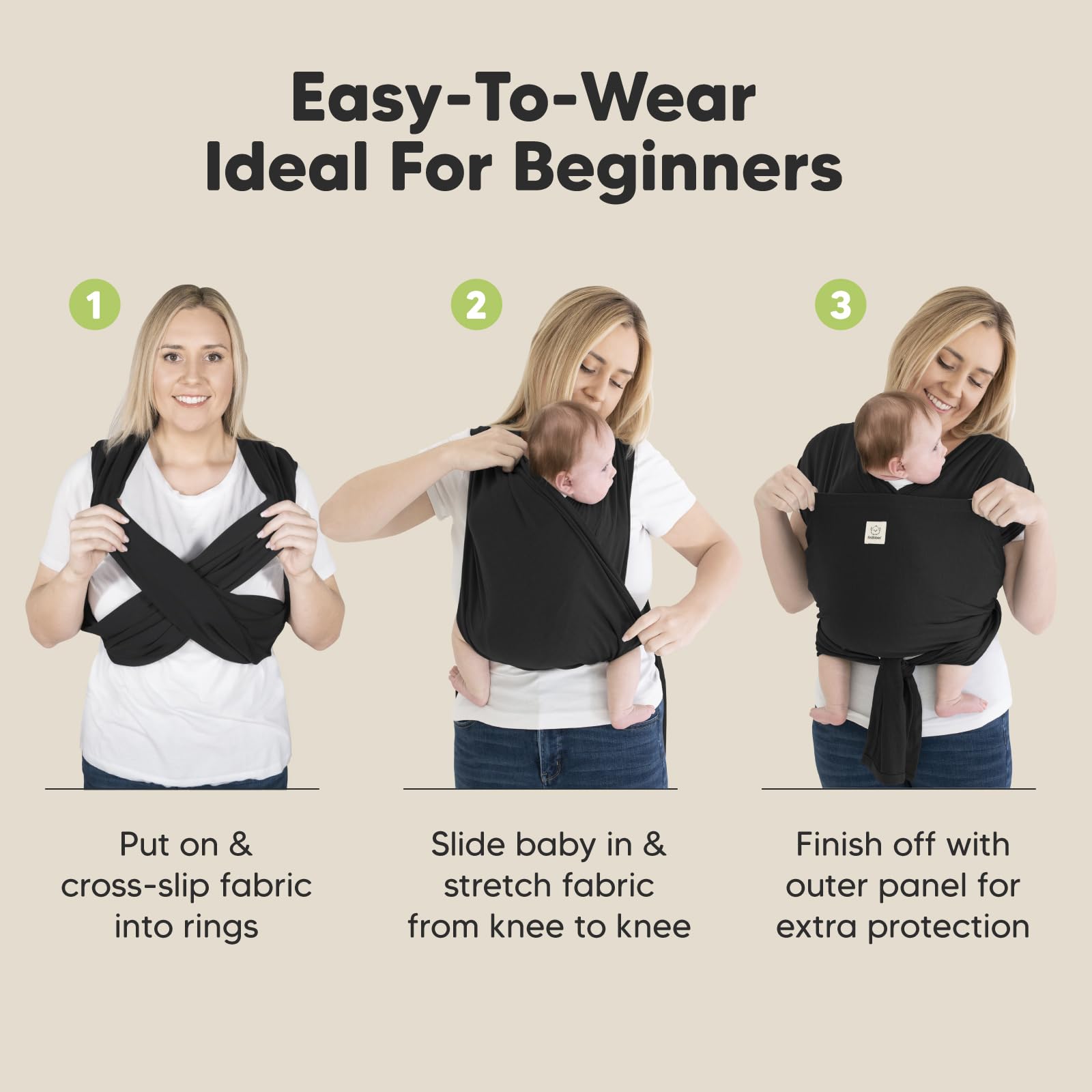 Black D-Lite Baby Wrap Carrier Sling - Newborn to Toddler