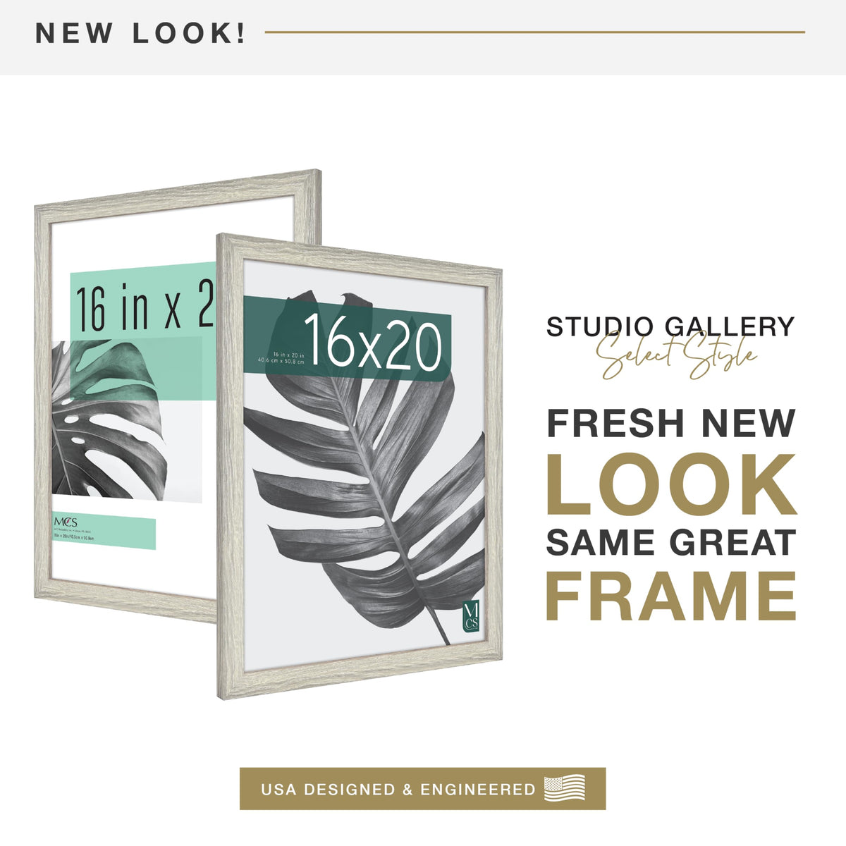 MCS Studio Gallery Frame Gray Woodgrain 16 x 20 Inch Premium Rectangular Photo-Frame