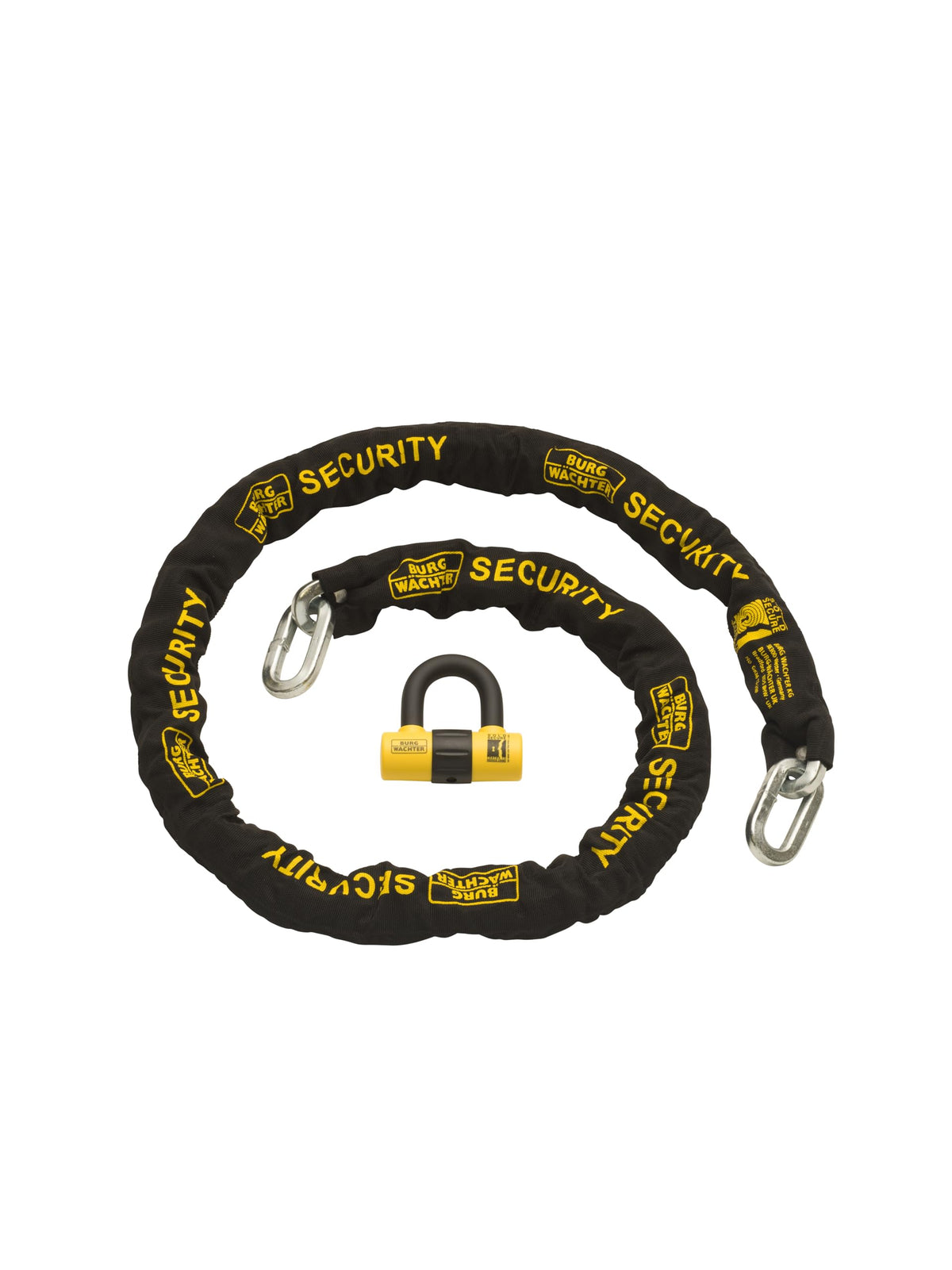 Burg Wachter Sold Secure Gold 12mm 2M Motorbike Chain Lock Kit