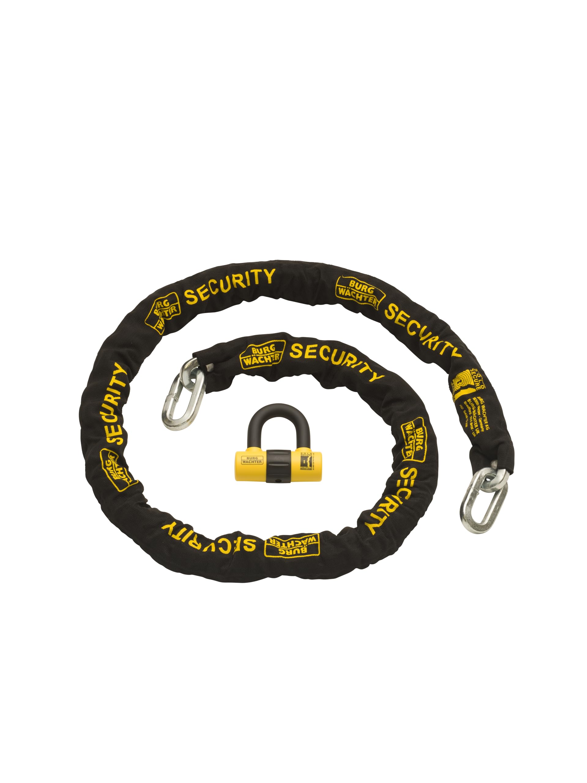 Burg Wachter Sold Secure Gold 12mm 2M Motorbike Chain Lock Kit