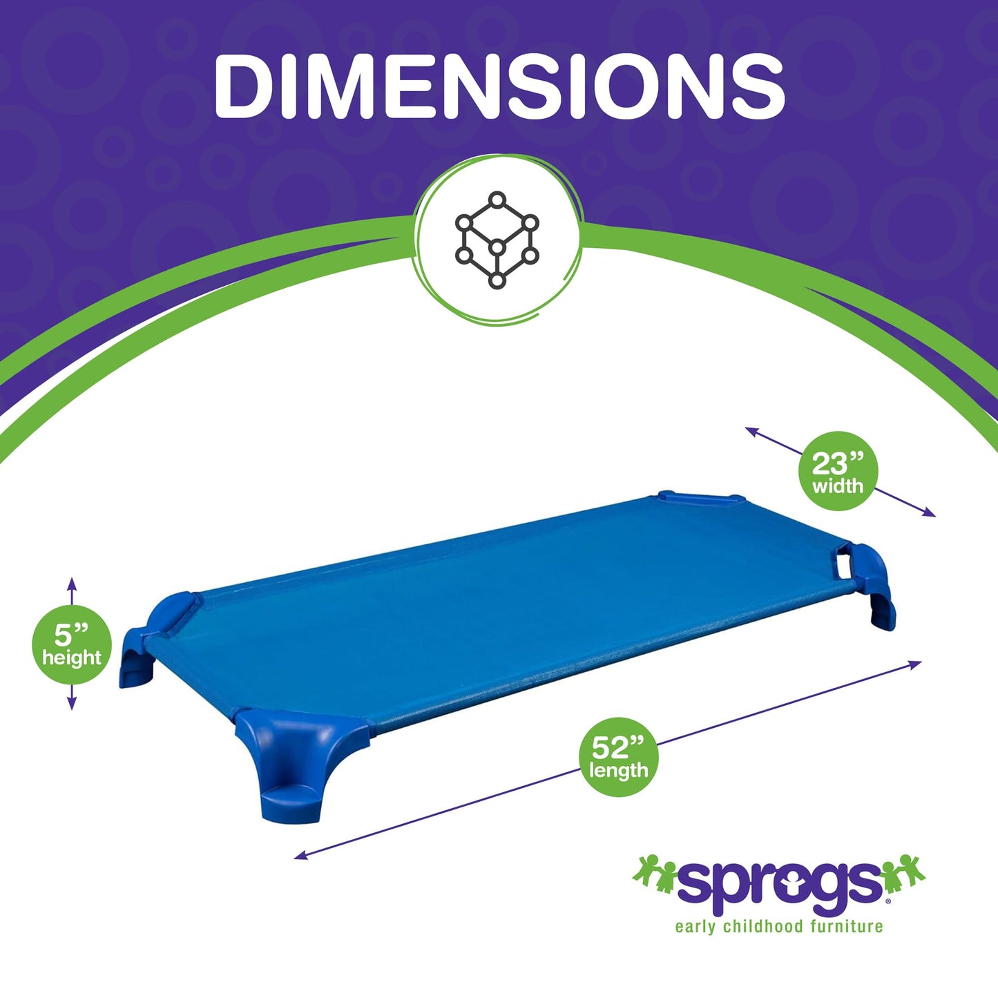 Sprogs Deluxe Stackable Daycare/Nursery Cot with Easy Lift Corners Pack of 4 - Multicoloured