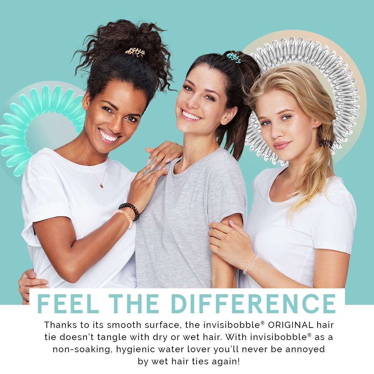 INVISIBOBBLE Original Hair Ties 3 Pack Mint Traceless Strong Hold Hair Ring