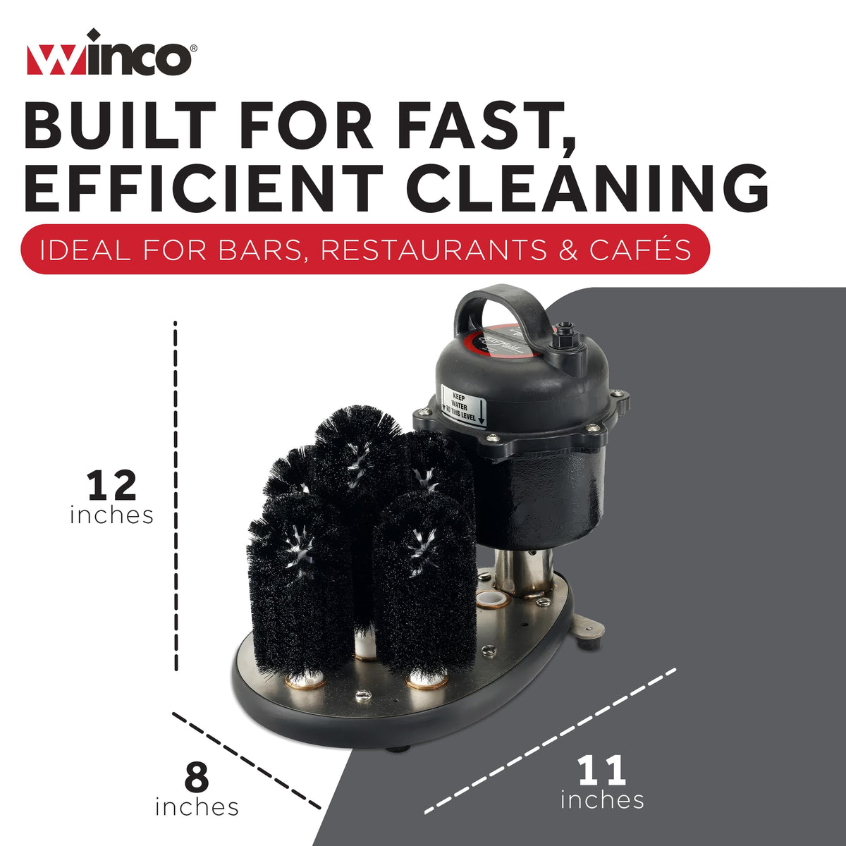 Bar Maid SS-100 5-Brush Submersible Electric Glass Washer for Catering/Restaurants/Pubs