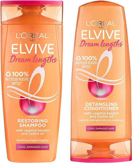 L'Oreal Paris Elvive Dream Lengths Shampoo 400ml & Conditioner 300ml Bundle Set