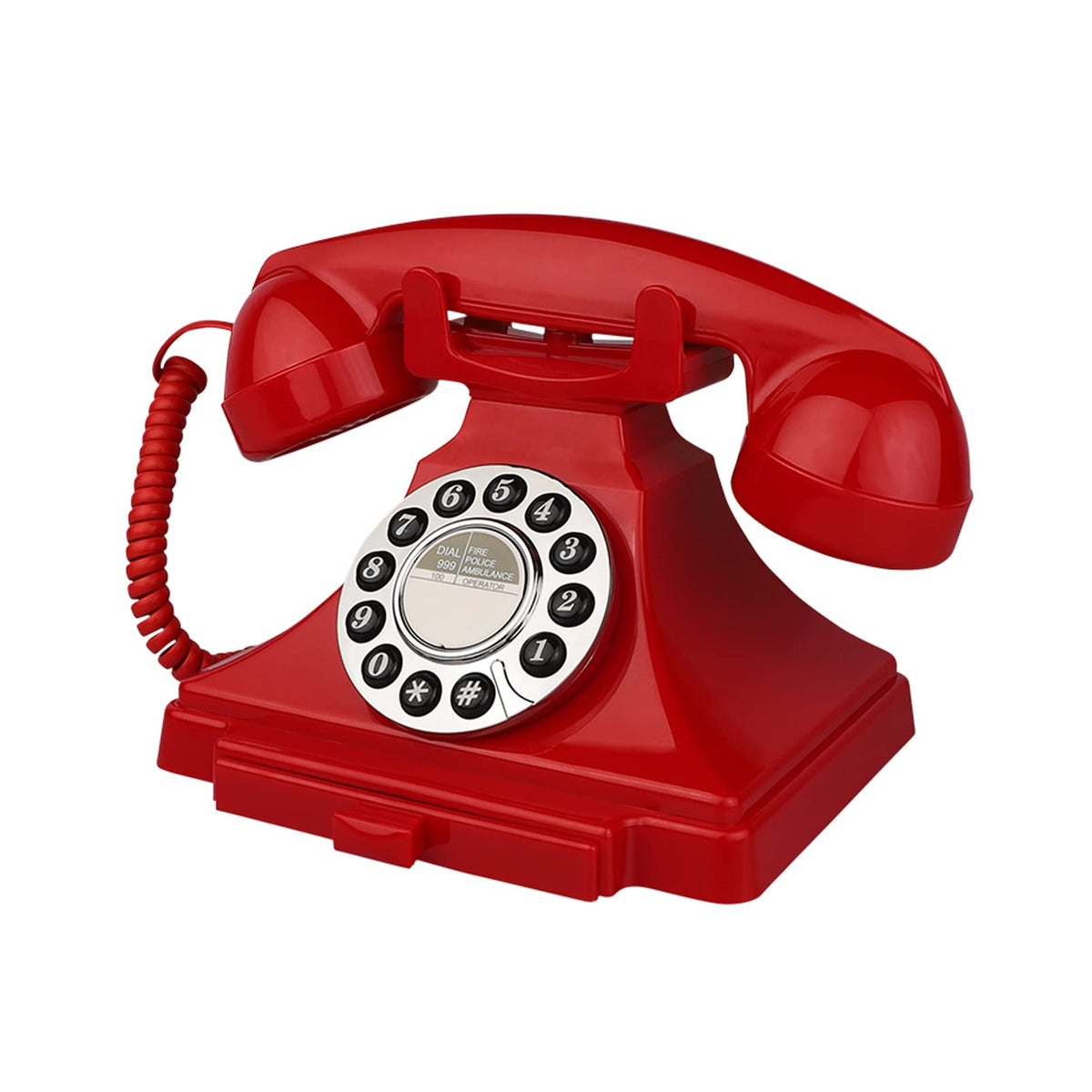 Artisam Retro Corded Telephone – Red Classic Landline Phone for Home & Office