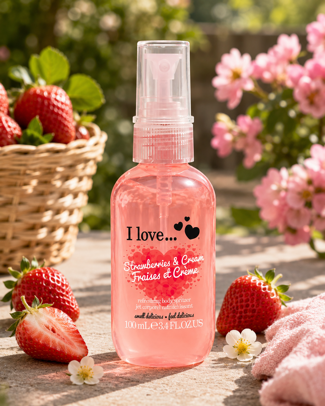 I LOVE Strawberries & Cream Body Spritzer 100ml with Natural Fruit Extract Fragranced Mist