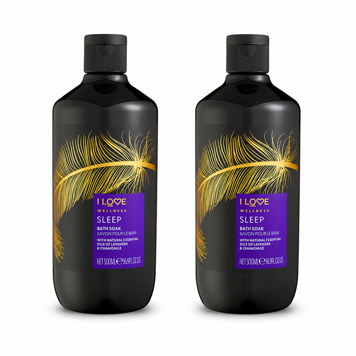 I LOVE Wellness Sleep Bath Soak 2x500ml Natural Essential Oils of Lavender & Chamomile