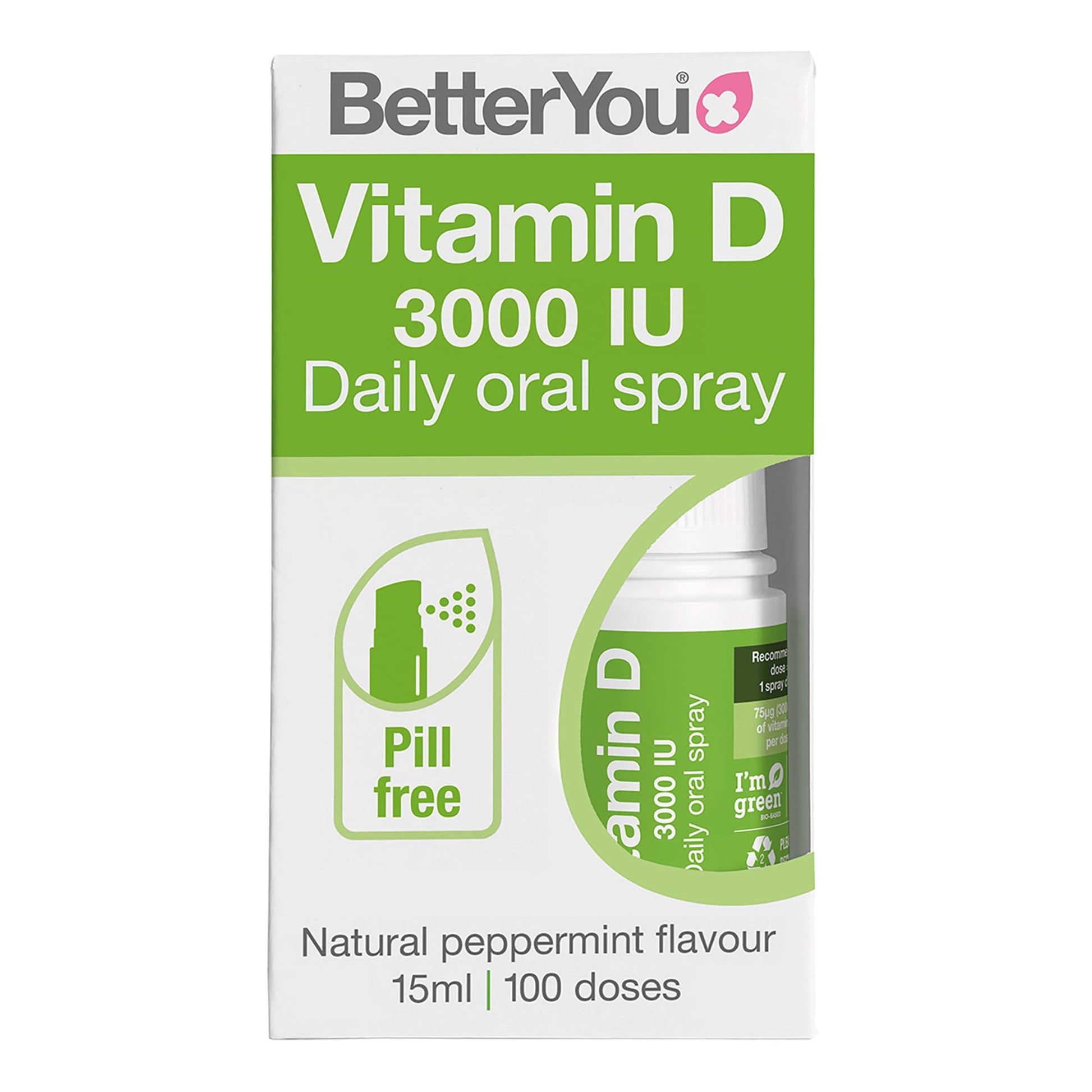 BetterYou Vitamin D3000 Oral Spray 25ml - Fast Absorbing Vitamin D Supplement 3000IU