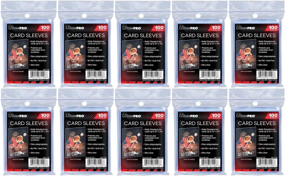 Ultra Pro 1000 Clear Soft Sleeves - 10 Packs Trading Card Protection, MTG/Sports/Pokemon