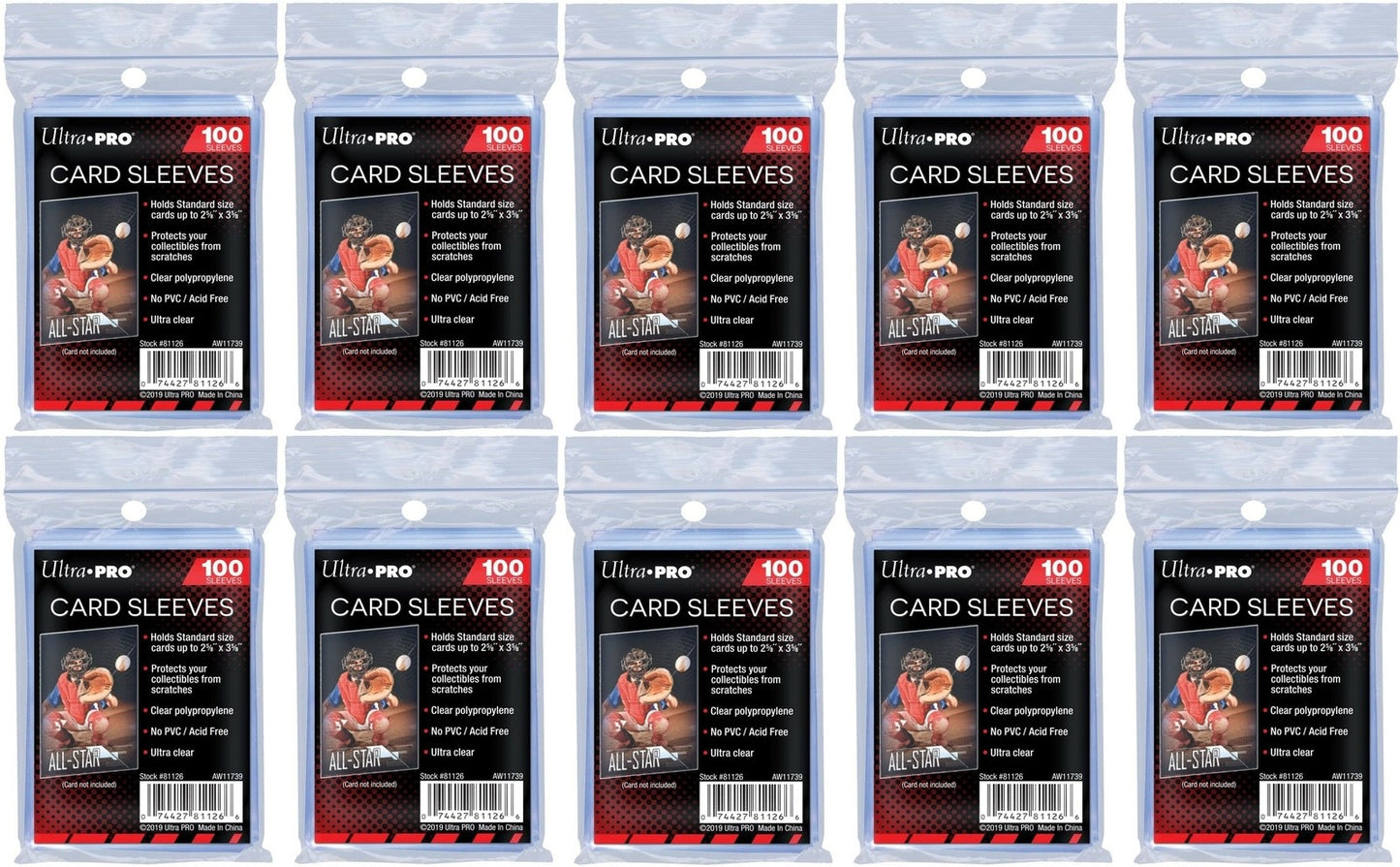 Ultra Pro 1000 Clear Soft Sleeves - 10 Packs Trading Card Protection, MTG/Sports/Pokemon