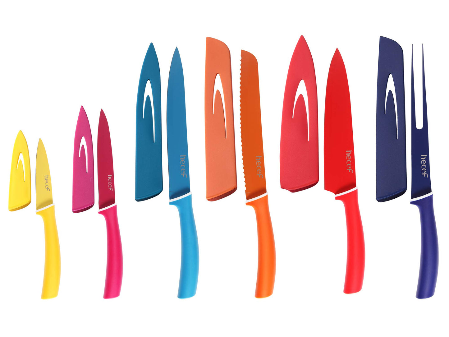 Colourful Knives Set of 6 Stainless Steel Sharp Blade Non-Stick by Homeslates