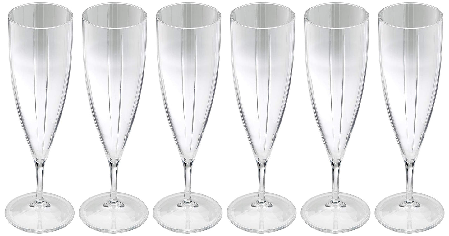 Akiplast LISO Champagne Glasses 130ml Flute Glass - Box of 6