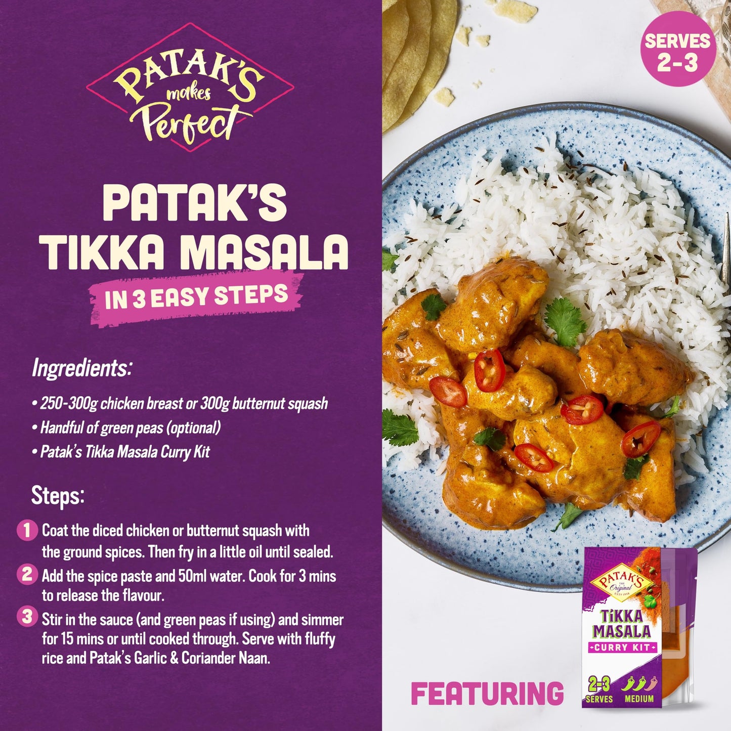 Patak's Tikka Masala Curry Kit 270g x 5 Pack