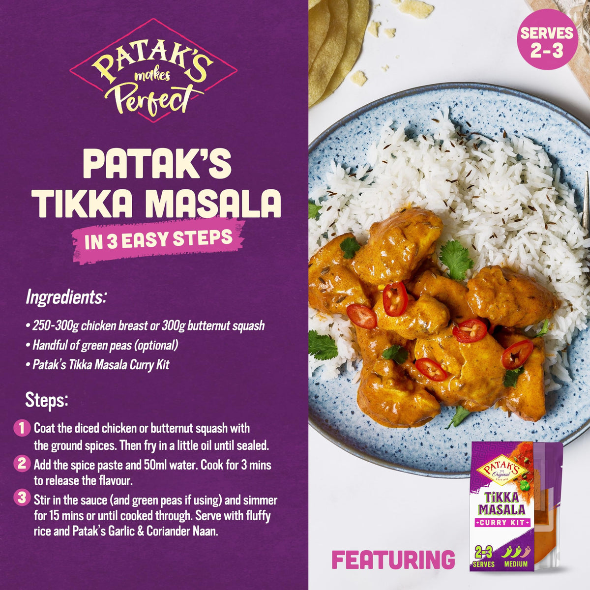 Patak's Tikka Masala Curry Kit 270g x 5 Pack