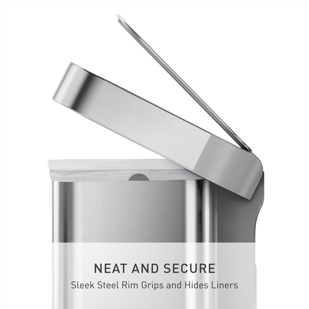 simplehuman 58L Dual Compartment Pedal Recycler Bin, Brushed Stainless Steel