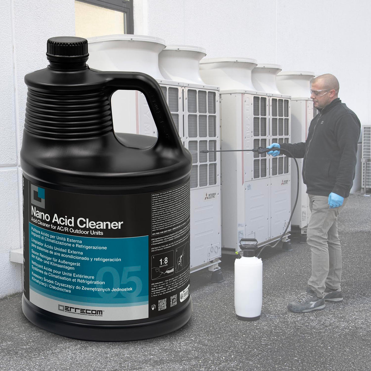 Errecom Nano Acid Cleaner, Acid Cleaner for Outdoor Units of Air Conditioning and Refrigeration Systems, Concentrated Formula, 5 L