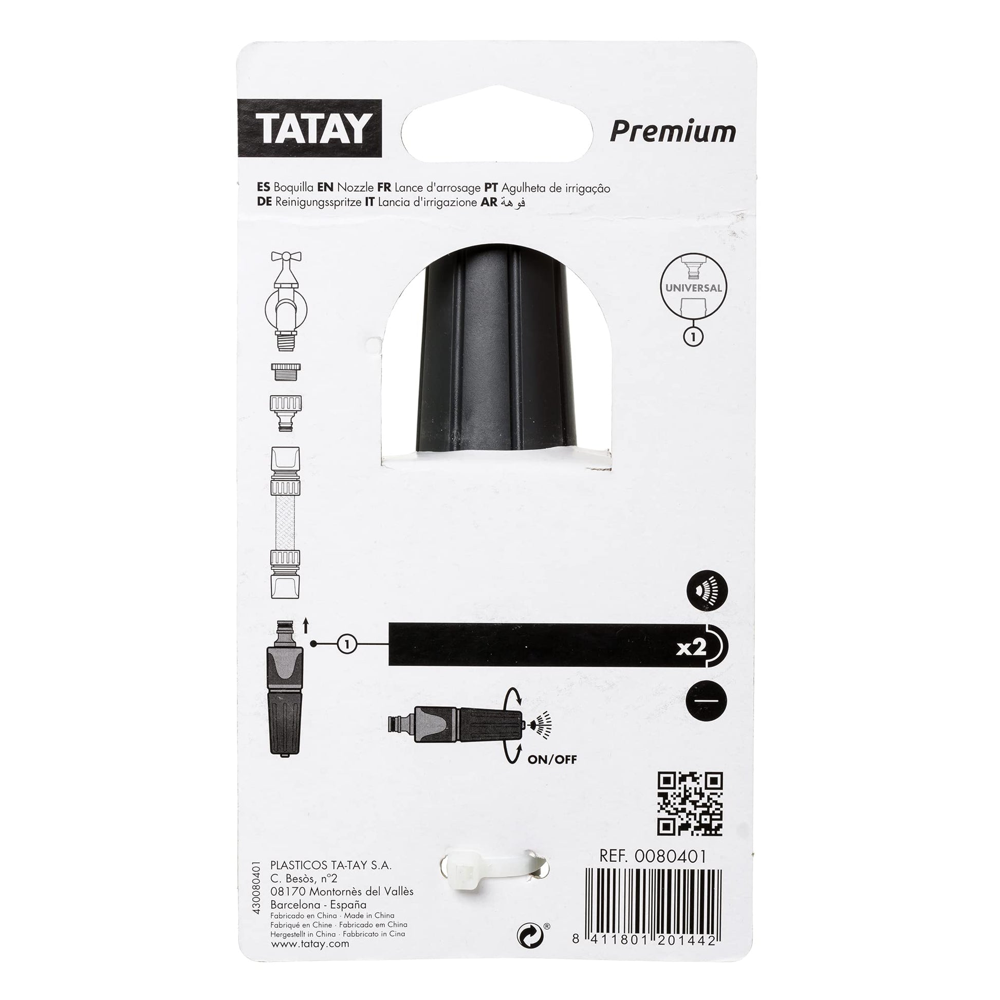 TATAY Premium Universal Hose Nozzle Connector 2-Position in Grey - Heavy Duty