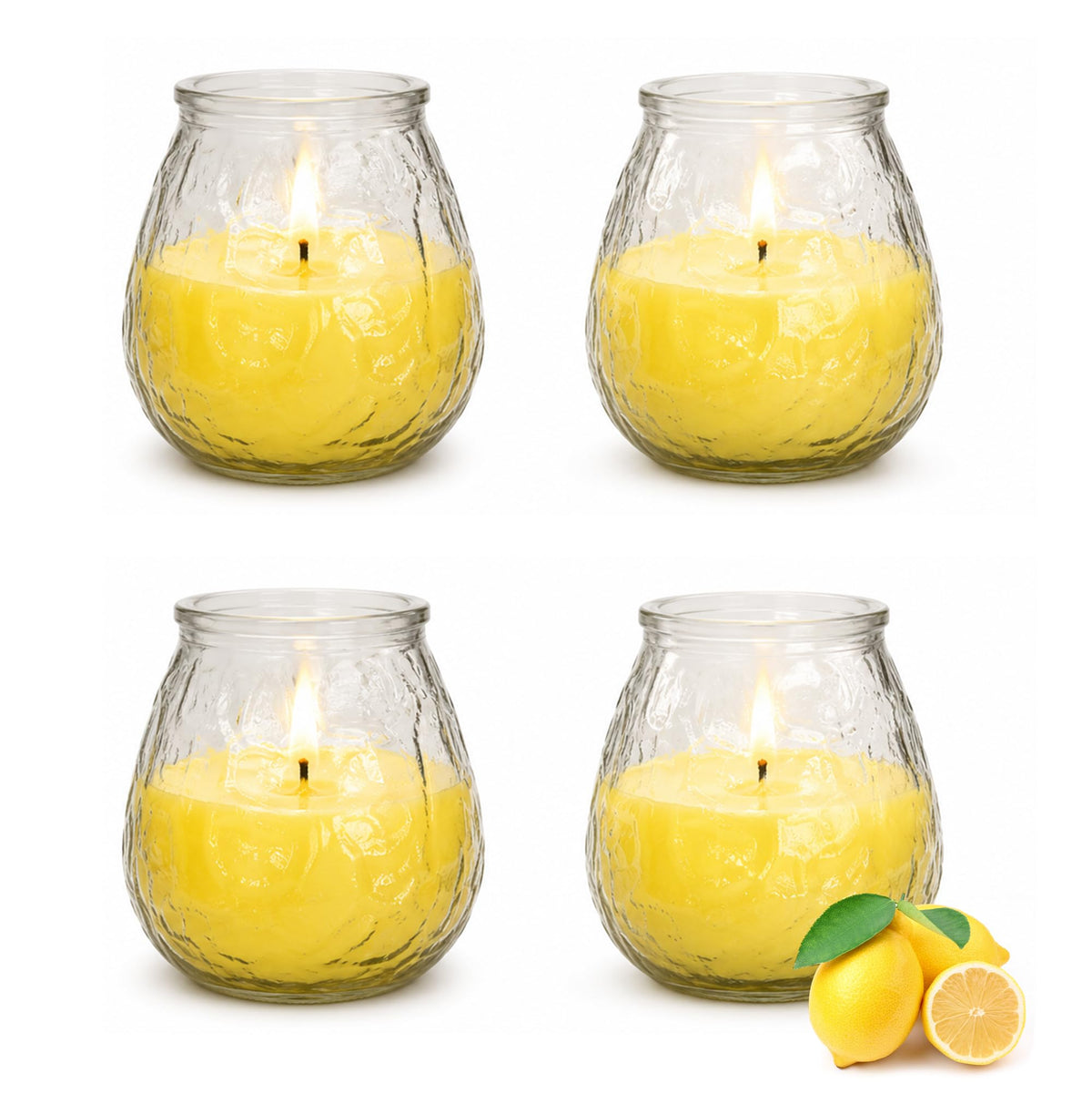 Price's Candles Citronella Glo-Lite Glass Candle Jar 4x Pack, Long Burning Garden Candle