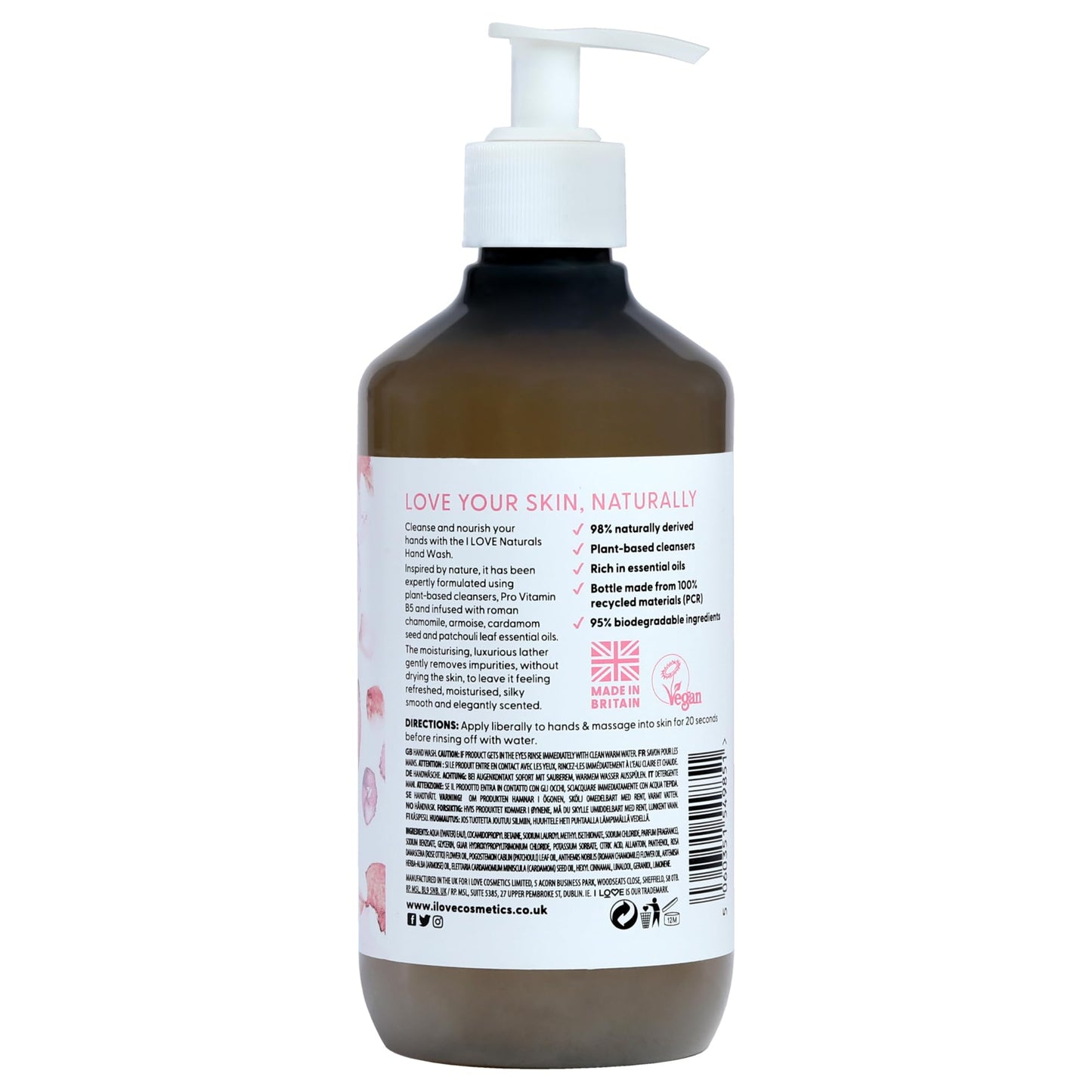 I LOVE Naturals Rose & Argan Hand Wash - Natural Essentials Oil Formula