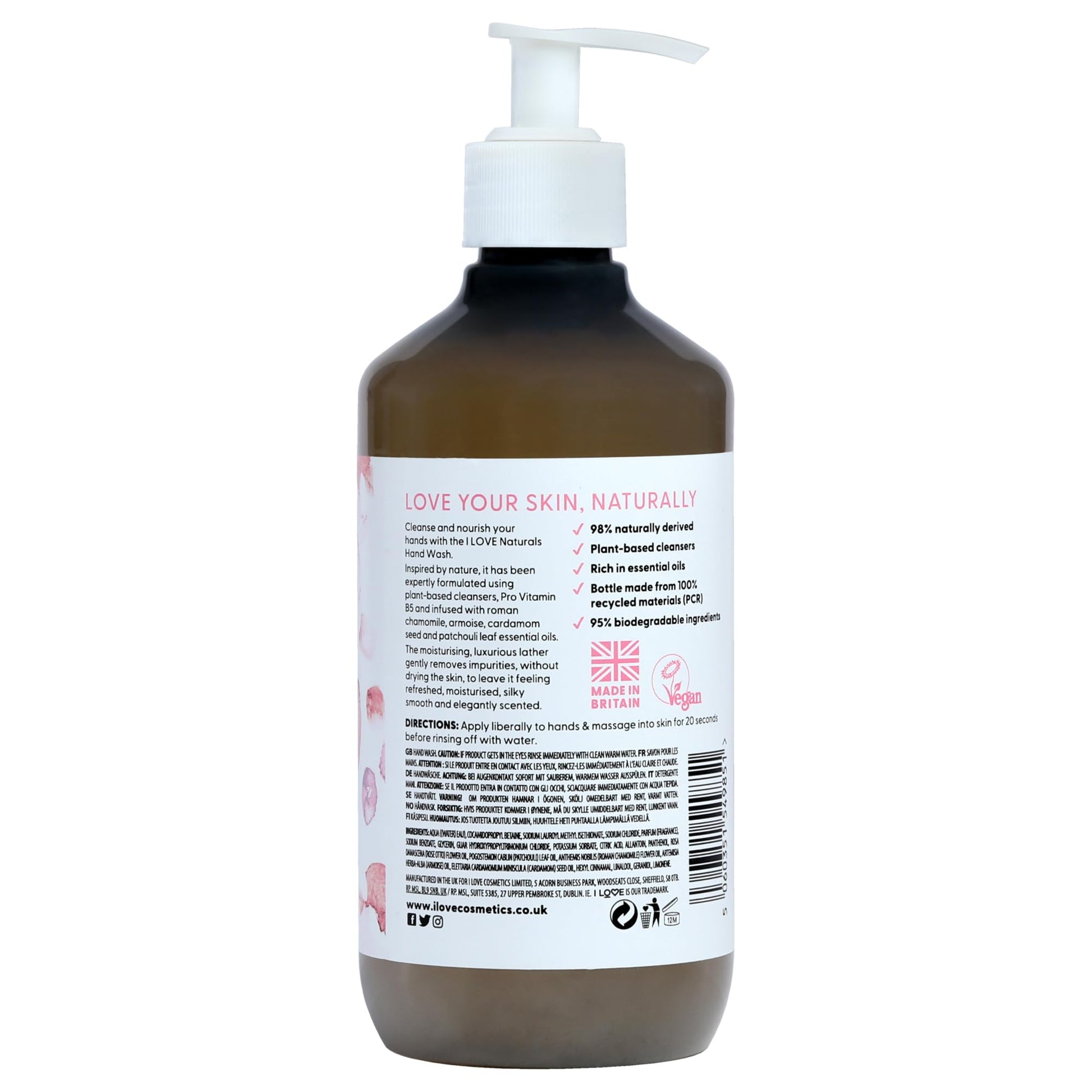 I LOVE Naturals Rose & Argan Hand Wash - Natural Essentials Oil Formula