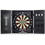 EastPoint Sports Cambridge Bristle Dartboard & Cabinet Set in Black - Complete Competition Dart Set