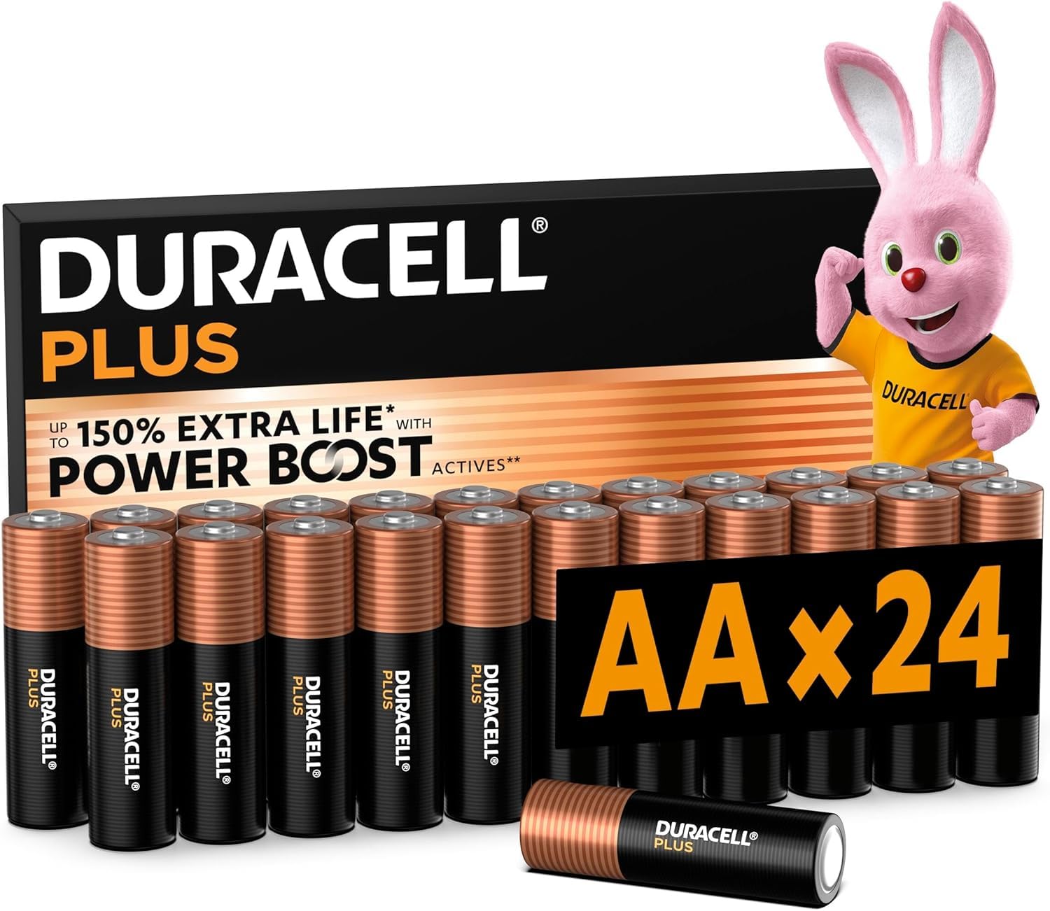 Duracell Plus AA Alkaline Batteries 24 Pack – 150% Extra Life