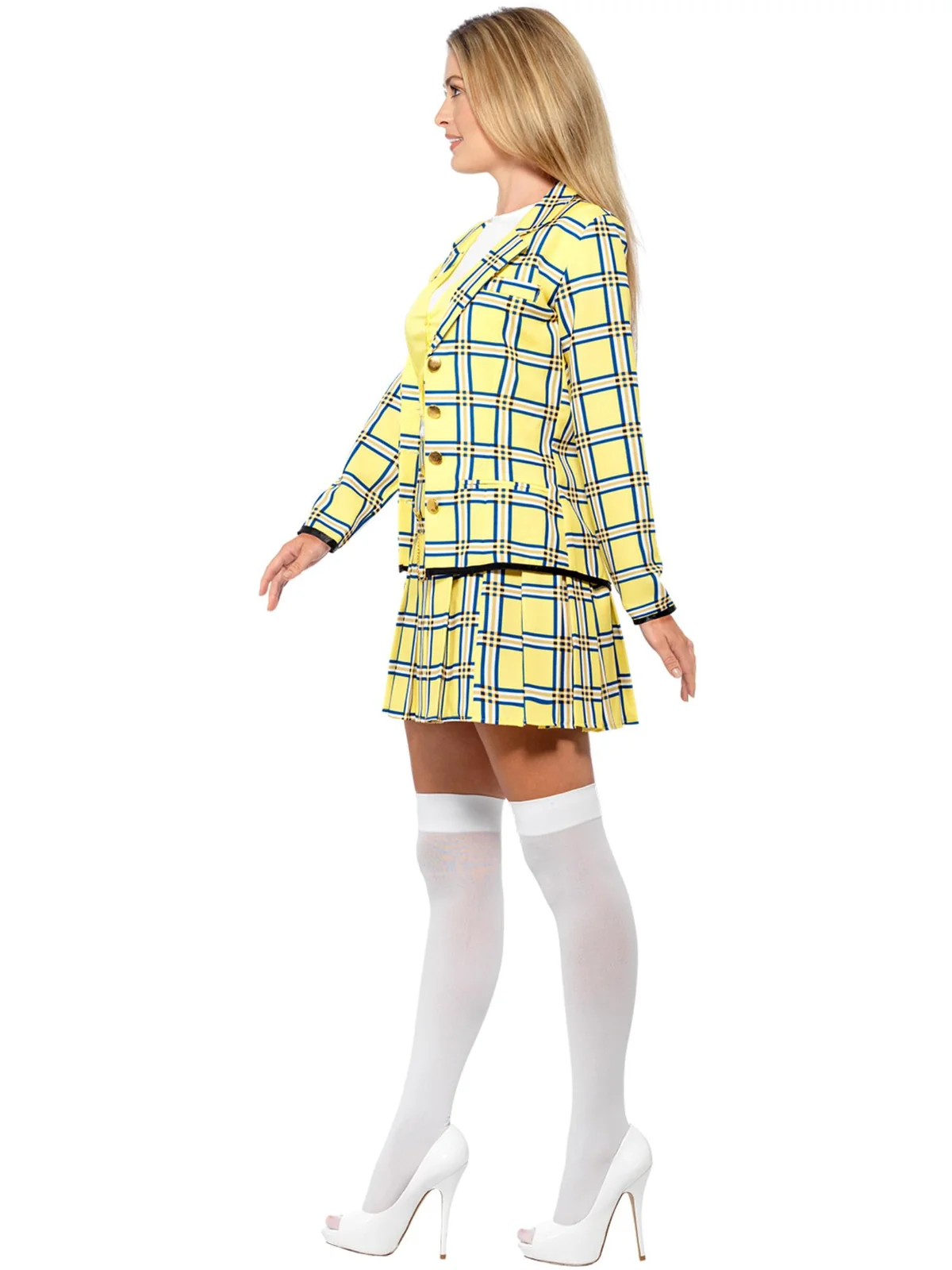 Smiffys Clueless Cher Costume - Yellow Plaid Fancy Dress Outfit Women's 12-14