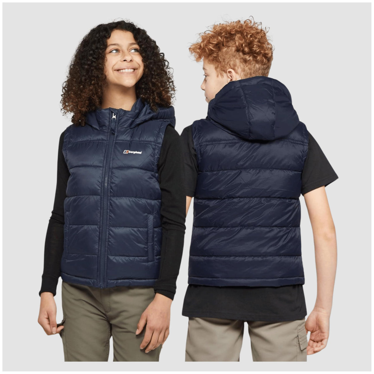 Berghaus Kid's 11-12yrs Burham Gilet with Hood, Water-Resistant Insulated Navy Boydwarmer