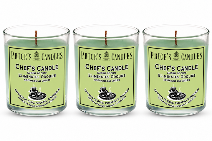 Price's Candles Set of 3 Fresh Air Odour Removing Jar Candles, Strong Chef