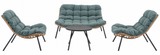 3 Piece Rattan Garden Furniture Set 3 Cushioned Sofa Chairs & Table For Patio Outdoor