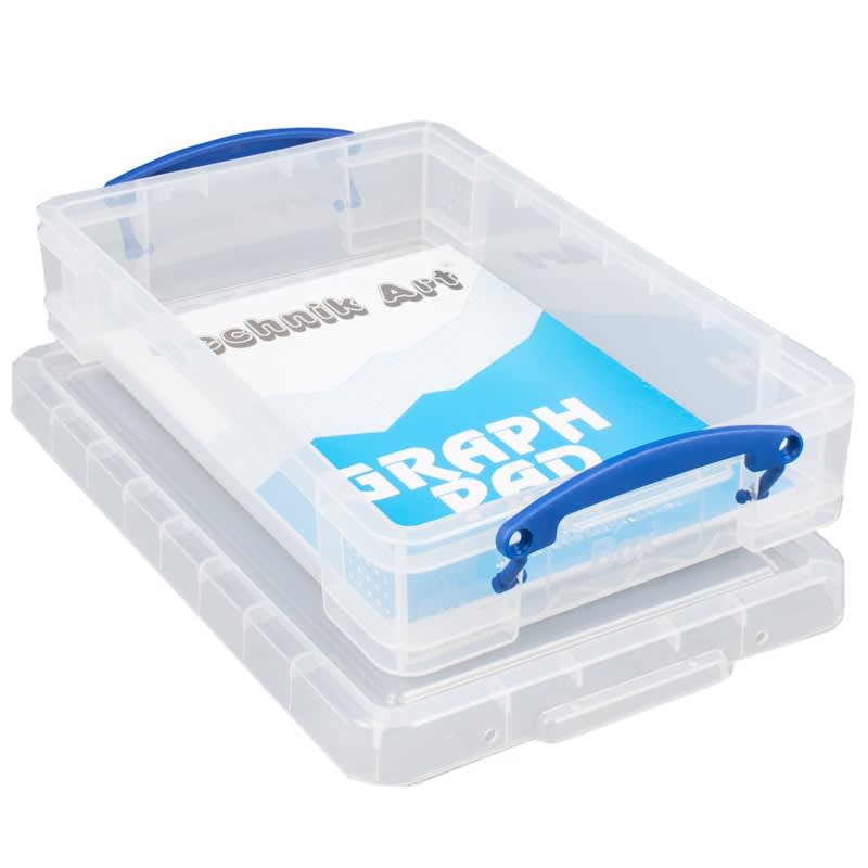 Really Useful Box 4 Litre Clear Plastic Storage Container 4x Pack with Clip Handles