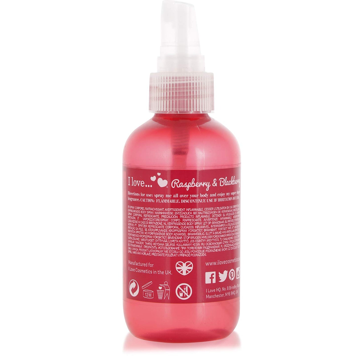 I LOVE Raspberry & Blackberry Body Spritzer 100ml Natural Fruit Extract Fragranced Mist