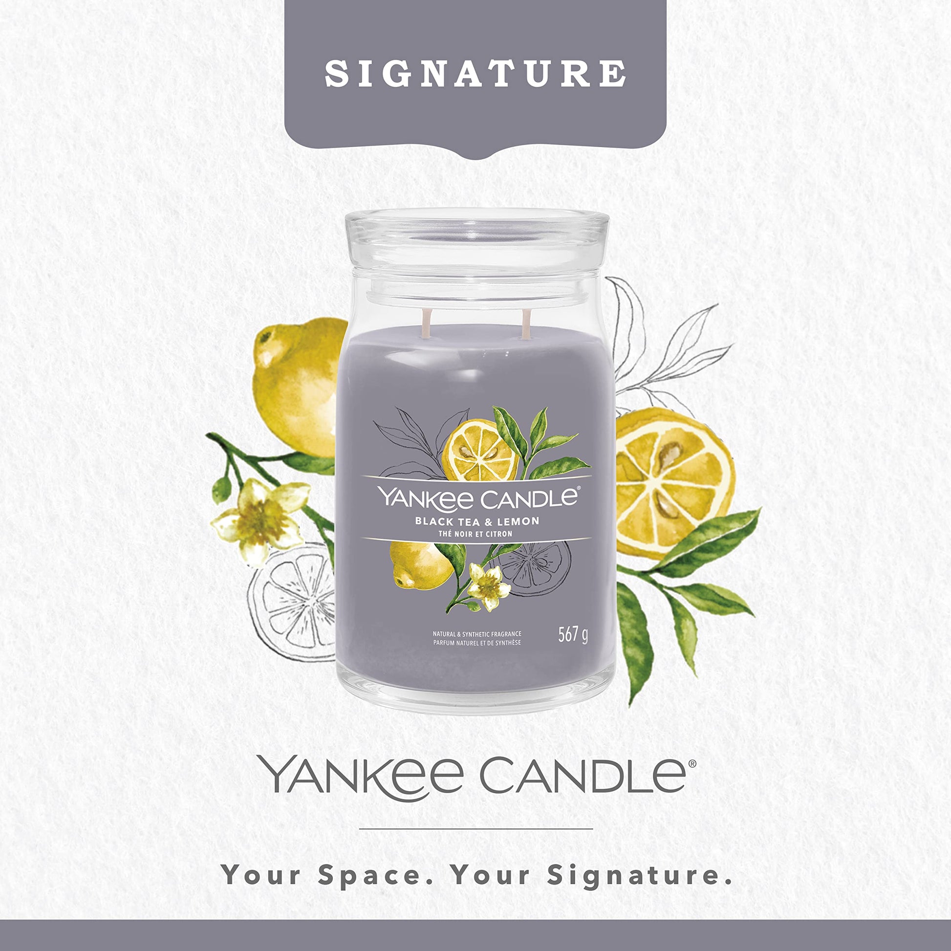 Yankee Candle Signature Large Scented Jar Candle - Black Tea & Lemon