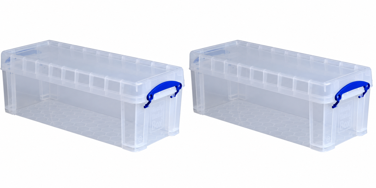 Really Useful Box 6.5 Litre Clear Plastic Storage Container 2x Pack with Clip Handles