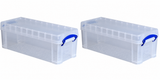Really Useful Box 6.5 Litre Clear Plastic Storage Container 2x Pack with Clip Handles